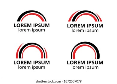 red color simple half circle logo design illustration with basic shape for any corporate use template