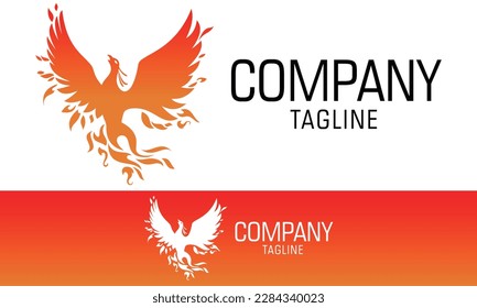 Color Rojo Simple Phoenix Bird Spread Wing Logo Design