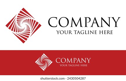 Red Color Simple Square Rotate Logo Design