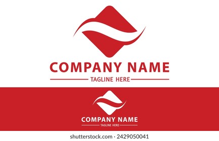 Red Color Simple Square Wave Logo Design
