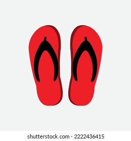 Red color slipper design on white color background.Vector illustration.