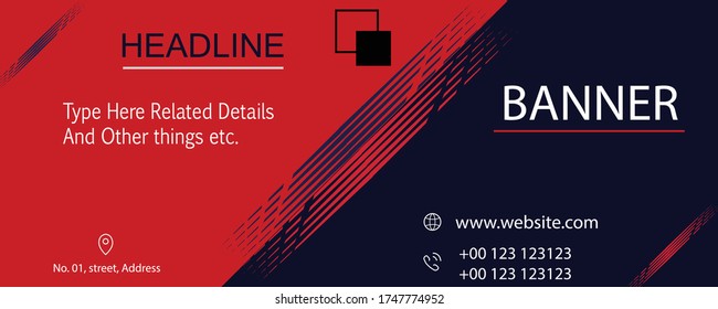 red color social media banner and web banner design template, social media cover image banner design
