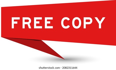 Red color speech banner with word free copy on white background