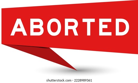 Red color speech banner with word aborted on white background