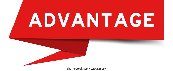 Red color speech banner with word advantage on white background