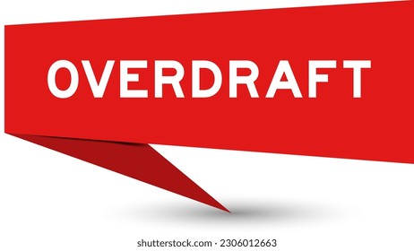 Red color speech banner with word overdraft on white background