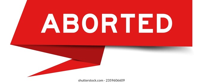 Red color speech banner with word aborted on white background