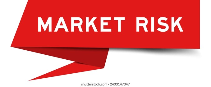 Red color speech banner with word market risk on white background