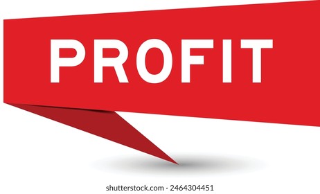 Red color speech banner with word profit on white background