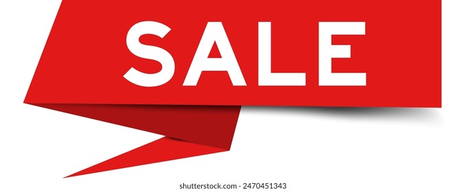 Red color speech banner with word sale on white background