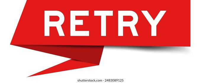 Red color speech banner with word retry on white background