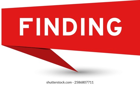 Red color speech banner with word finding on white background