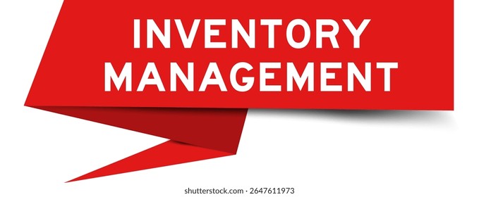 Banner de fala em vermelho com gerenciamento de inventário de texto no fundo branco