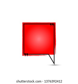 Red color speech bubble with a frame in the form of a quote on a white background. A square pattern of colored paper with a frame and space for a note. Original banner with a quote in a frame.