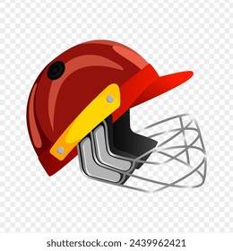 Red color sports helmet on transparent background