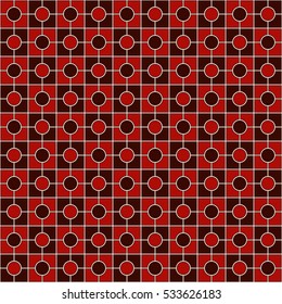 Red color square chain abstract background. Mosaic wallpaper. Seamless pattern with symmetric geometric ornament. Digital paper, textile print, page fill. Vector illustration.