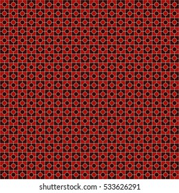 Red color square chain abstract background. Mosaic wallpaper. Seamless pattern with symmetric geometric ornament. Digital paper, textile print, page fill. Vector illustration.
