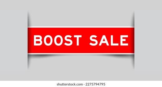 Red color square label sticker with word boost sale that inserted in gray background