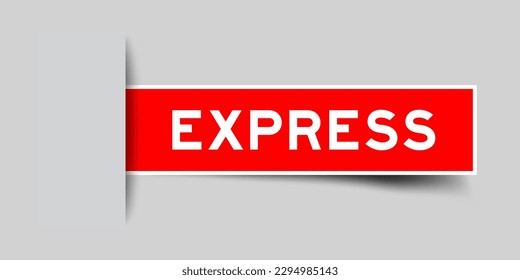 Etiqueta cuadrada de color rojo con palabra express insertada en fondo gris