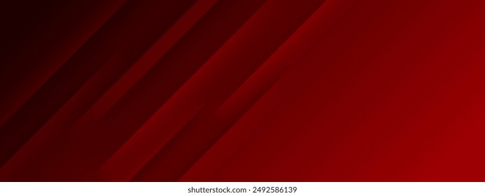 Red color square pattern on banner with shadow. Abstract white and grey color geometric background with copy space.