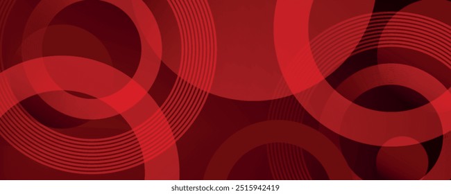 Red color square pattern on banner with shadow. Abstract white and gray color geometric background with copy space.