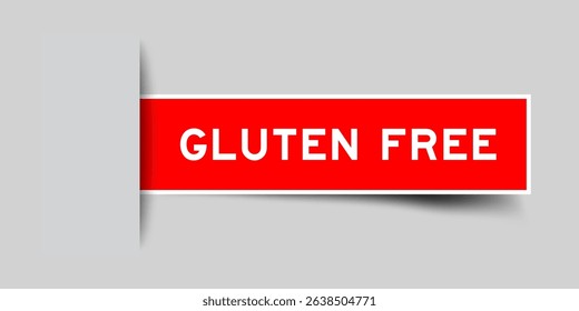 Red color square shape sticker label with word gluten free inserted in gray background