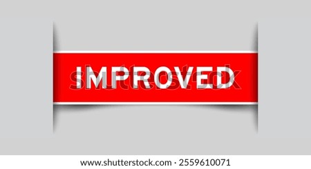 Red color square shape sticker label with word improved inserted in gray background