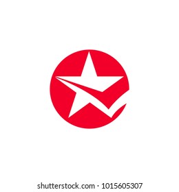 Red color star logo design on white background