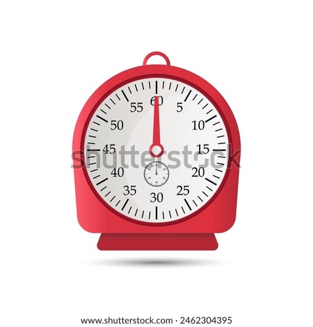 Red Color Stop Watch Vector Design on White Background