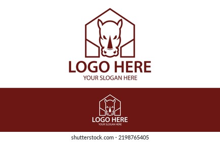 Red Color Strong Rhino Logo, Icon, Graphic Resource of Real Estate , Home or Building Design