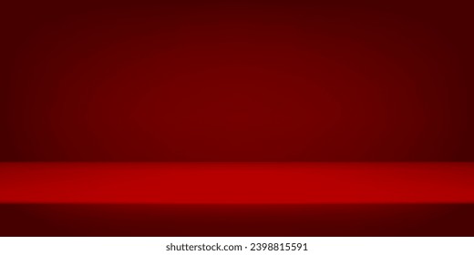 Red color studio room background. Room in the 3d. Space for selling products on the website. Vector illustration.