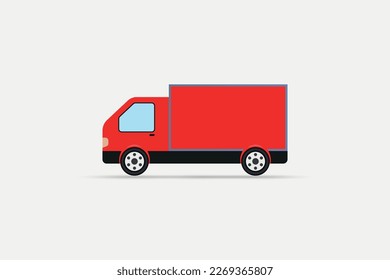 Red color transport truck vector