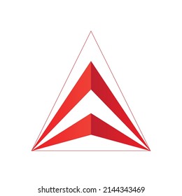 Icono del logotipo de la pirámide triangular de color rojo
