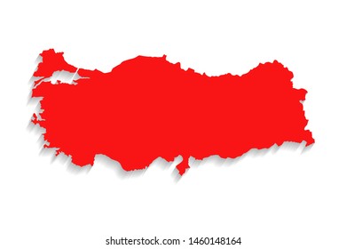 Red color Turkey map on white background, vector, illustration, eps 10 file