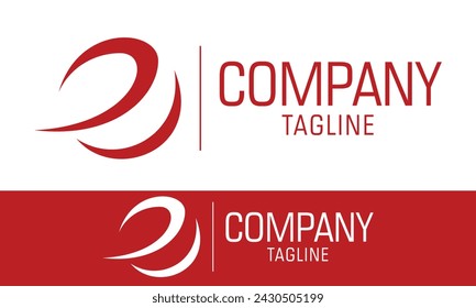 Red Color Unique Simple Abstract Line Idea Logo Design