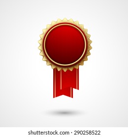 Red Color vector award  badge and ribbon. Premium quality. Best price, choice.