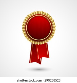 Red Color vector award  badge and ribbon. Premium quality. Best price, choice.