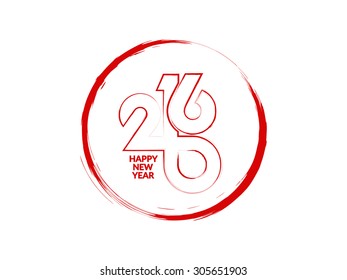 Red color vector design element of happy new year 2016.