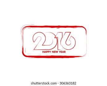 Red color vector design element of happy new year 2016.