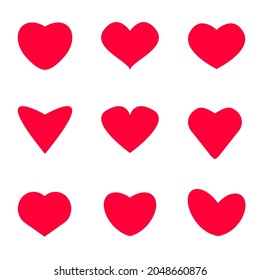 Iconos de corazones vectoriales de color rojo.