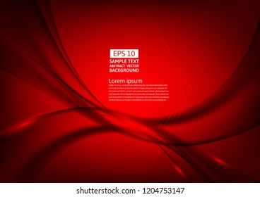 Red color waves abstract background design. vector illustration