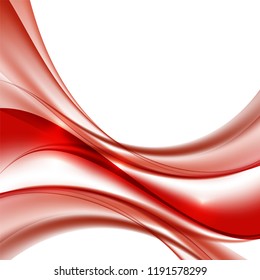 Red color waves on white background vector illustration