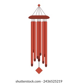 Red color wind chime icon cartoon vector. Hand vacation. Sky bell metal