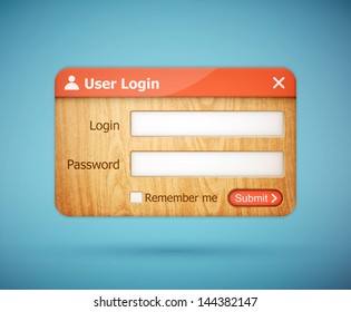 red color wooden login form eps10 vector illustration