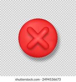 Rote Farbe falsches 3D-Symbol, Ablehnungssymbol 3D-Button