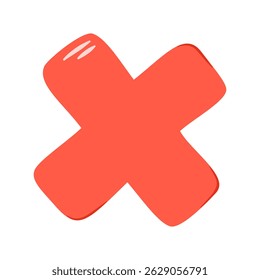red color x sign. Hand drawn cross x  vector illustration icon. Cross mark wrong symbol graphic design.