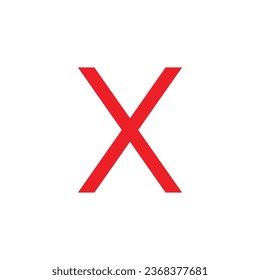 Red color X vector icon, X symbol