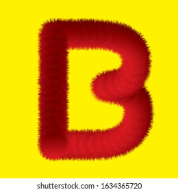 Red colored B fur alphabet.