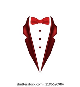 red colored bow tie dinner jacket collar icon. Element of evening menswear illustration