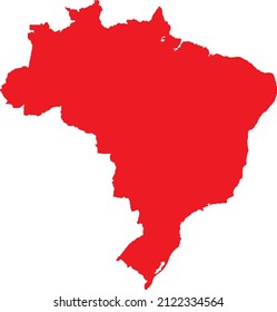 Red colored Brazil outline map. Political brazilian map. Vector illustration map.